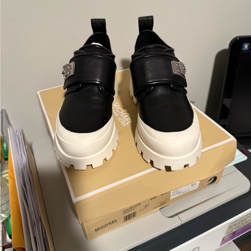 Michael Kors Black and White Loafers - Picture 5 of 9